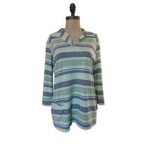 Sport Haley Size M Medium Collared 3/4 Sleeve Print Golf Tennis Shirt Top